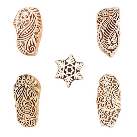 Set of 5 Piece New Mix Wooden Printing Blocks